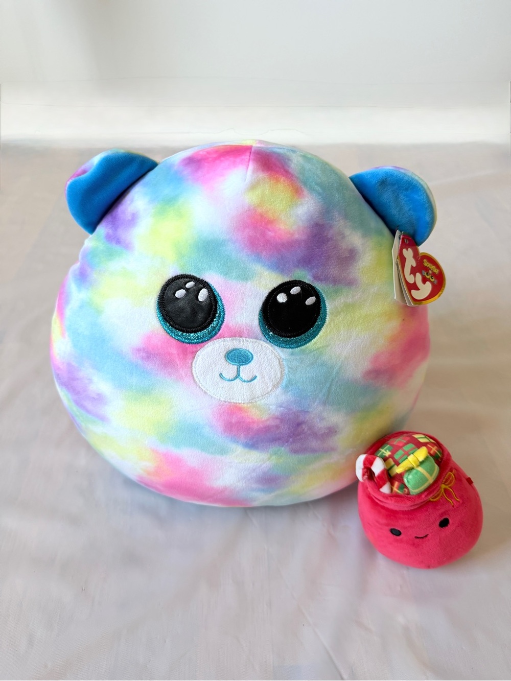 Ty Hope Squish-a-Boos Tie Dye Bear Plush Toy pillow 14 inch July 11 New BOGO